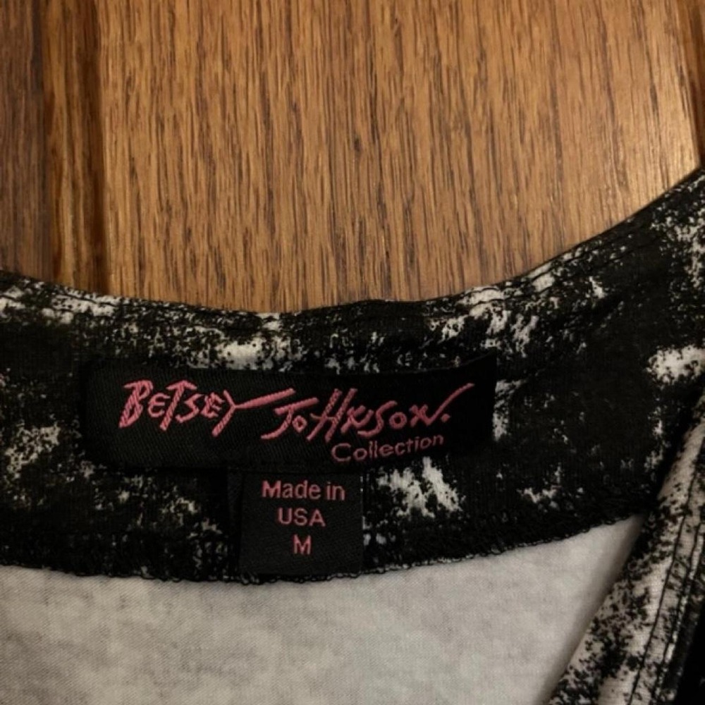 Rare Y2K Vintage Betsey Johnson Black/White Abstract Sleeveless Mini Dress M - Picture 3 of 6